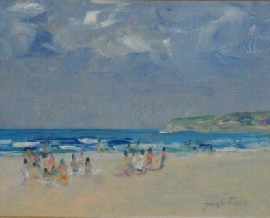 Appraisal: Donald Fraser working - 's Australia Beach Picnic oil on