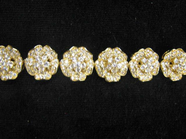 Appraisal: Gold on Sterling Silver Bracelet floral settings with CZ's from