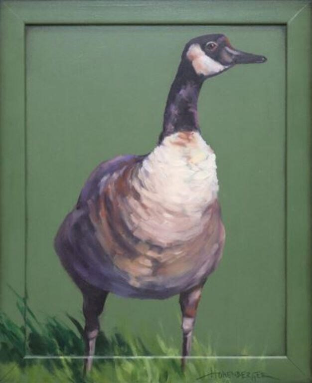 Appraisal: Framed oil on board painting Canada Goose signed lower right