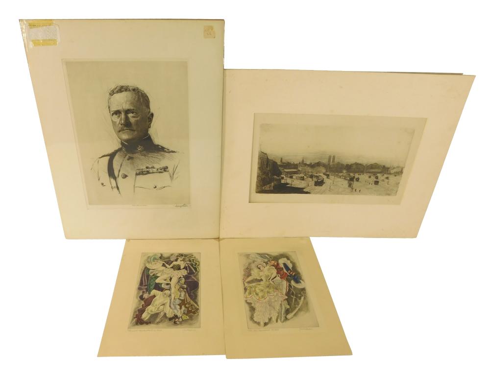 Appraisal: Four loose etchings by Joseph Nuyttens Kurt Hilscher and Samuel