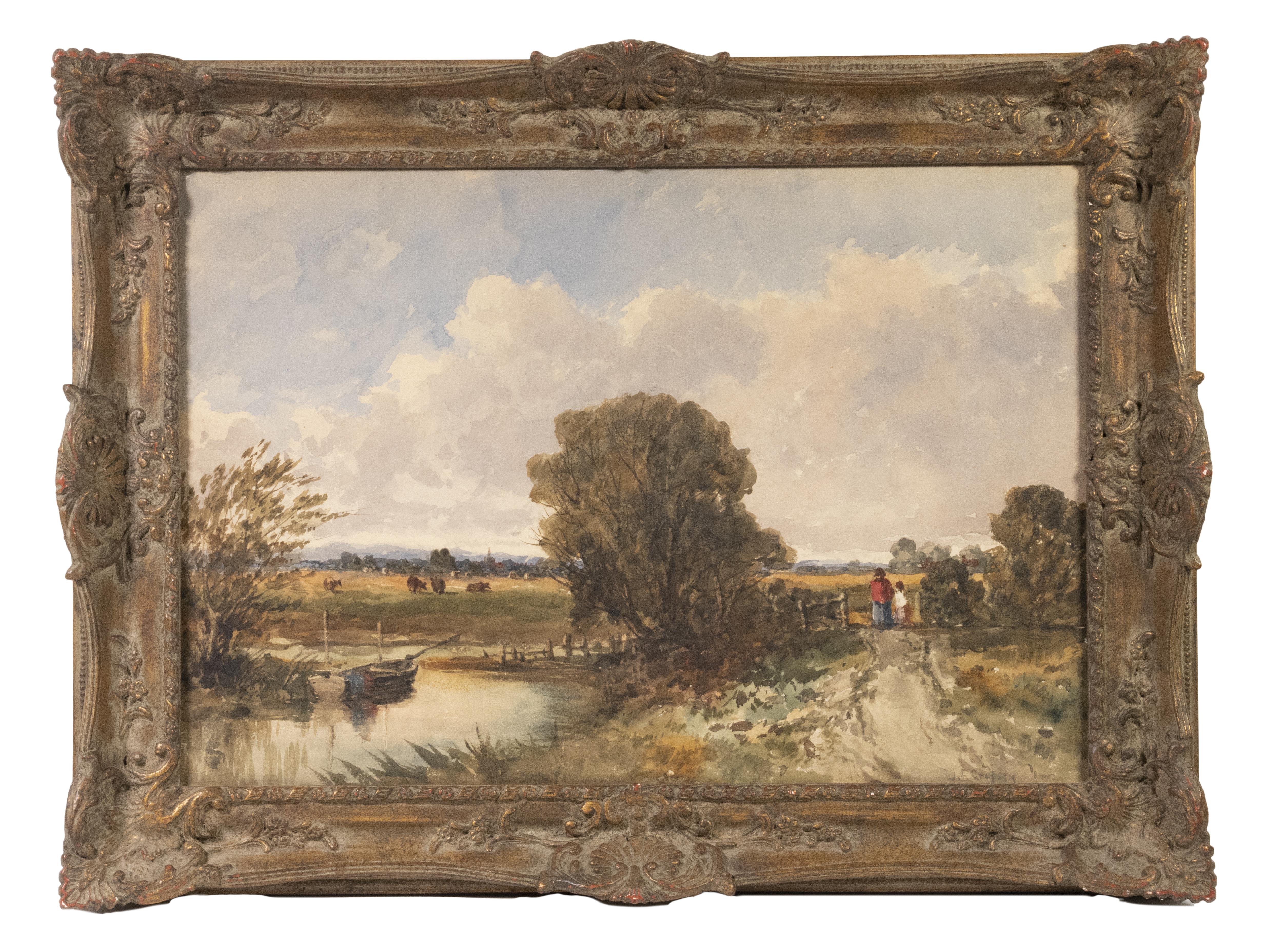 Appraisal: JASPER FRANCIS CROPSEY NY - Mother and Daughter Crossing Stream