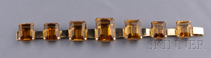 Appraisal: kt Gold and Citrine Bracelet Neiman Marcus set with seven