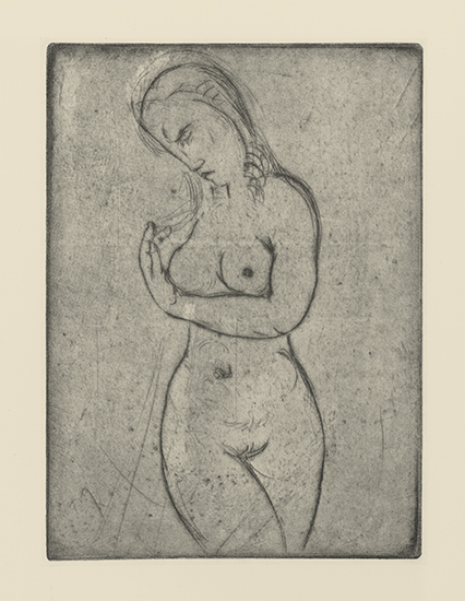 Appraisal: WILHELM LEHMBRUCK Junges Weib sich umwendend Drypoint on cream wove