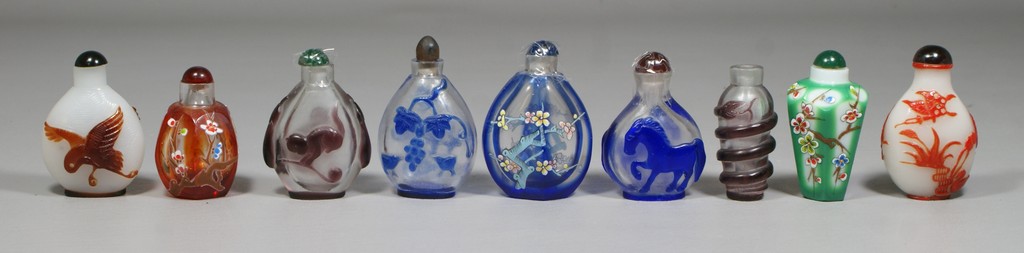 Appraisal: Chinese Snuff Bottles to include carved Peking glass bottles and