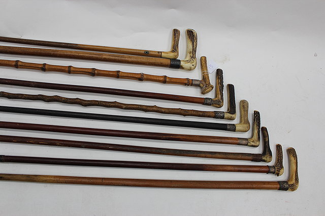 Appraisal: A GROUP OF TEN ANTIQUE MALACCA BAMBOO AND OTHER CROSS