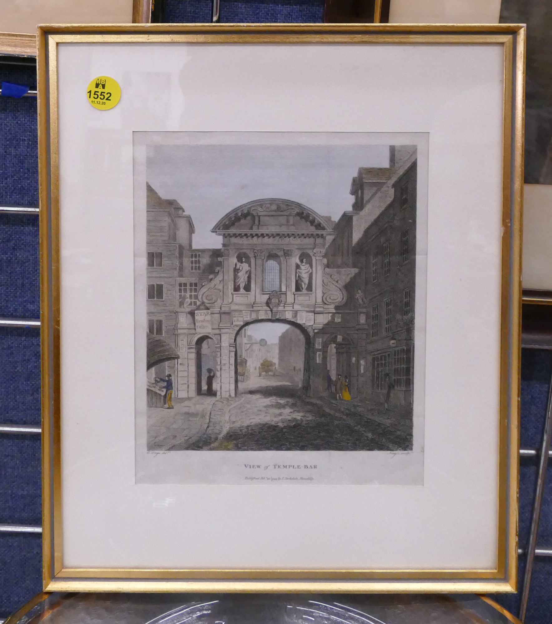 Appraisal: Antique View of Temple Bar London Framed- x ''