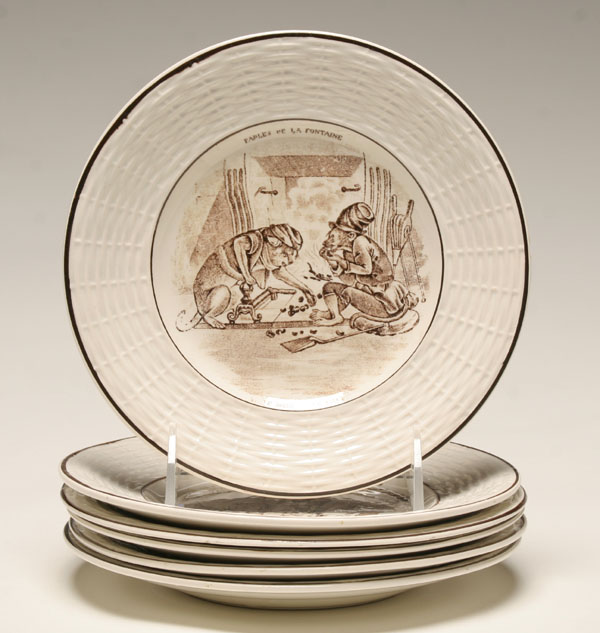 Appraisal: French porcelain plates transfer decoration depicting various scenes from Fables