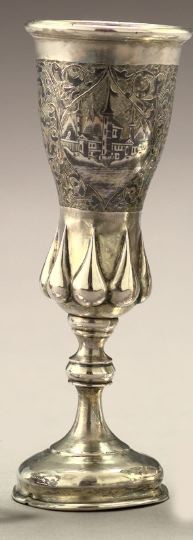 Appraisal: Attractive Russian Silver and Niello Toasting Goblet in the Petrine