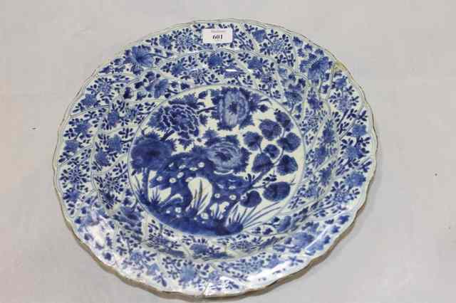 Appraisal: A CHINESE KANGXI CHARGER with central rock work and chrysanthemums