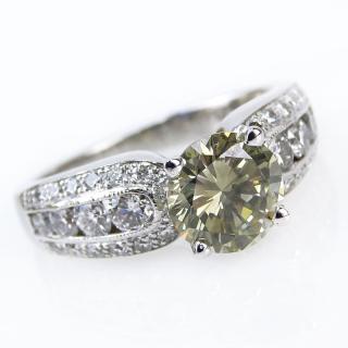 Appraisal: GIA Certified Carat Fancy Gray-greenish Yellow Round Brilliant Cut Diamond