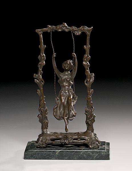 Appraisal: BRONZE OF A GIRL ON A SWING th century after