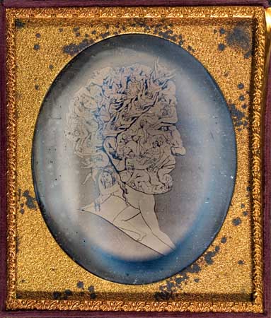 Appraisal: WHAT IS HE THINKING CASED IMAGE Sixth-plate daguerreotype of a