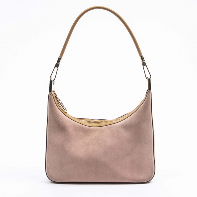 Appraisal: Vintage Gucci Zip Hobo Bag in pink suede with tan