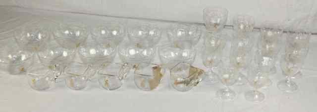 Appraisal: Ten cut glass finger bowls engraved swags and with gilt