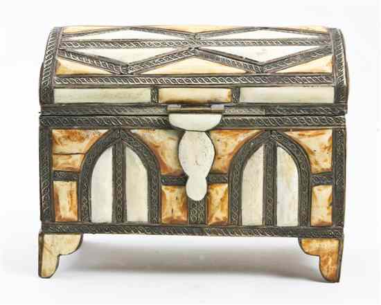 Appraisal: An Eastern Style Bone Veneered Table Casket having a domed