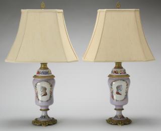 Appraisal: th c Continental urn table lamps Pair of late th