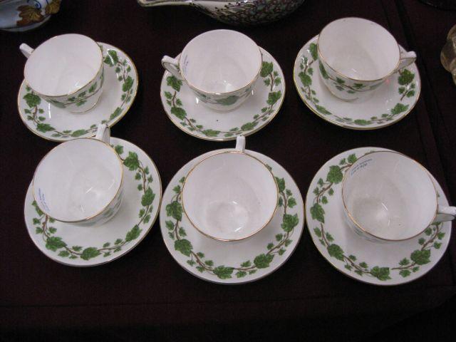 Appraisal: Set of Crown Staffardshire Cups Saucers berry vine decor bone