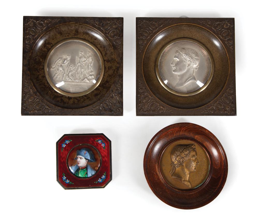 Appraisal: Four Antique Napoleon Medallions th c incl a pair of