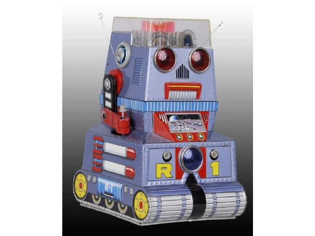 Appraisal: Japanese Battery-Operated Robot Z Tank Toy w Box Description Tin