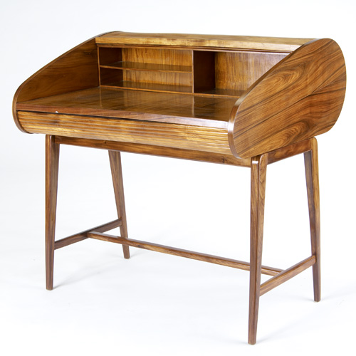 Appraisal: DETA FURNITURE Brazil Caviona wood desk with stationary faux roll