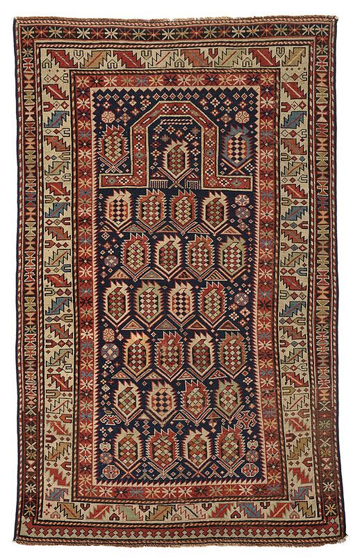 Appraisal: Shirvan Prayer Rug East Caucasus circa blue field with repeating