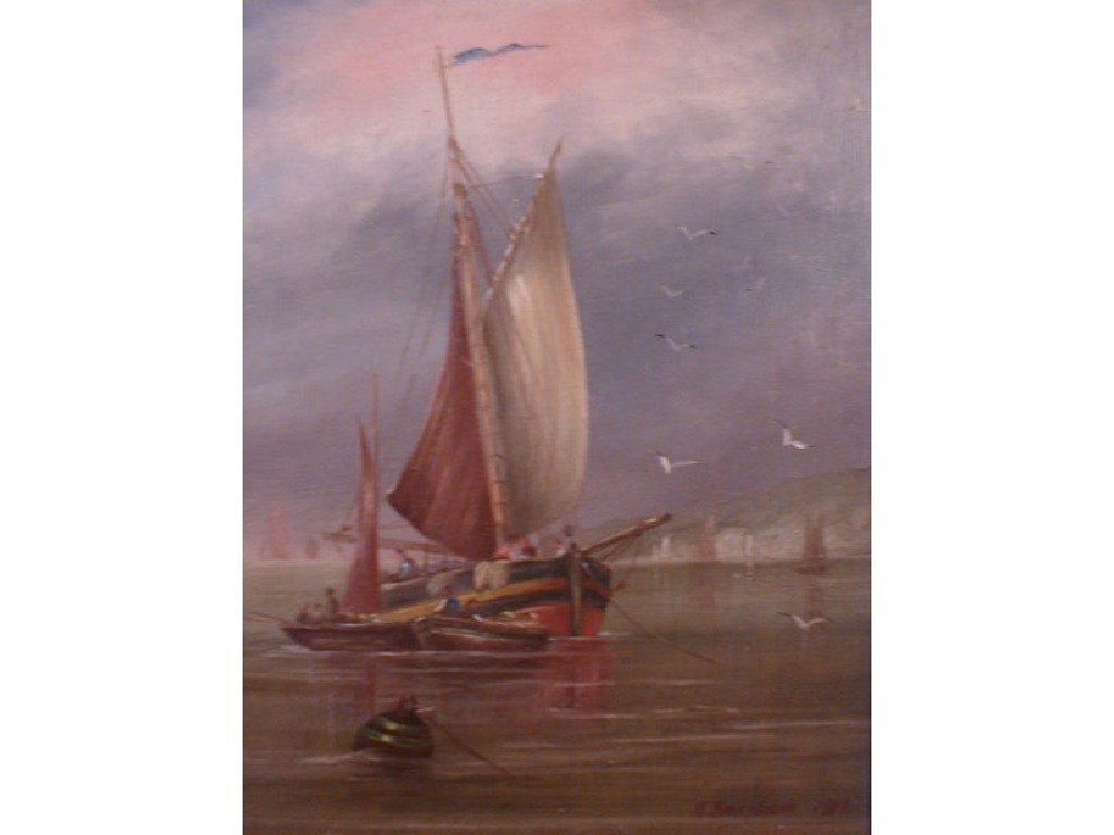 Appraisal: B Bauckham Subject Fishing smack close to shore Medium Oil