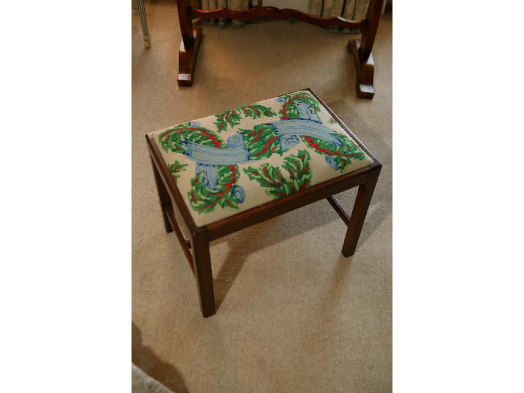 Appraisal: A GEORGE III STYLE MAHOGANY STOOL with a drop-in seat