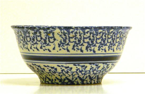 Appraisal: th C Spongeware decorated bowl blue '' some interior surface