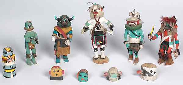 Appraisal: Collection of Hopi Katsinas lot of including five katsina dolls