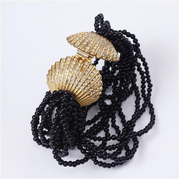 Appraisal: KJL Kenneth J Lane multi strand black glass bead bracelet