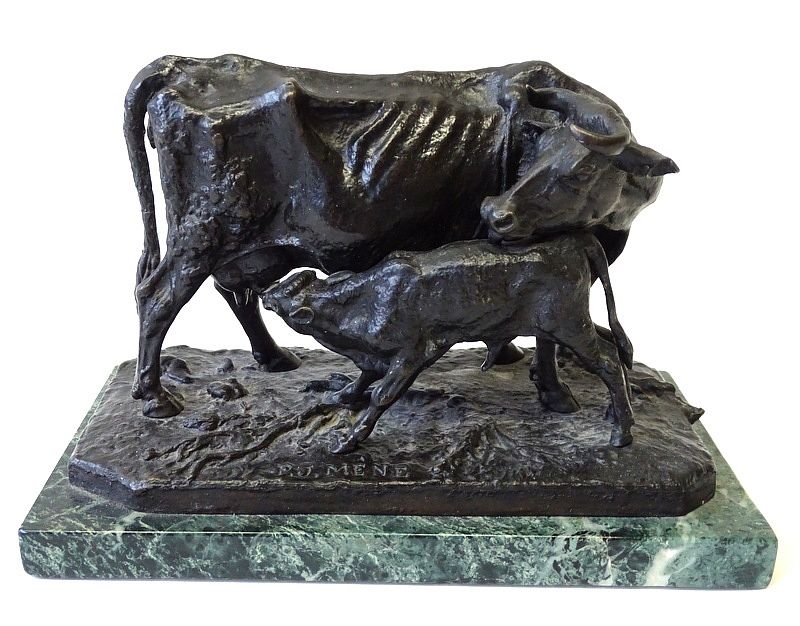 Appraisal: After Pierre Jules Mene Cow and Calf bronze After Pierre