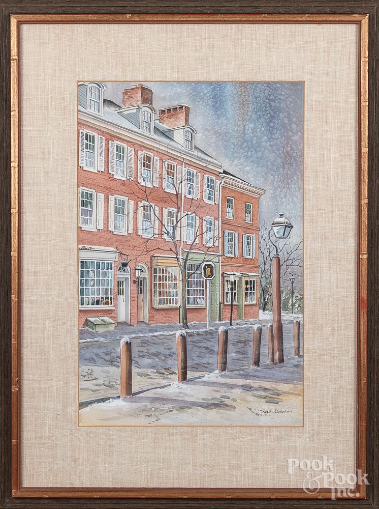 Appraisal: Pearl Slobodian watercolor street scene Pearl Slobodian American th c