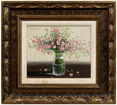 Appraisal: Piero Antonelli painting Italian - titled verso quot Flowers Ancona