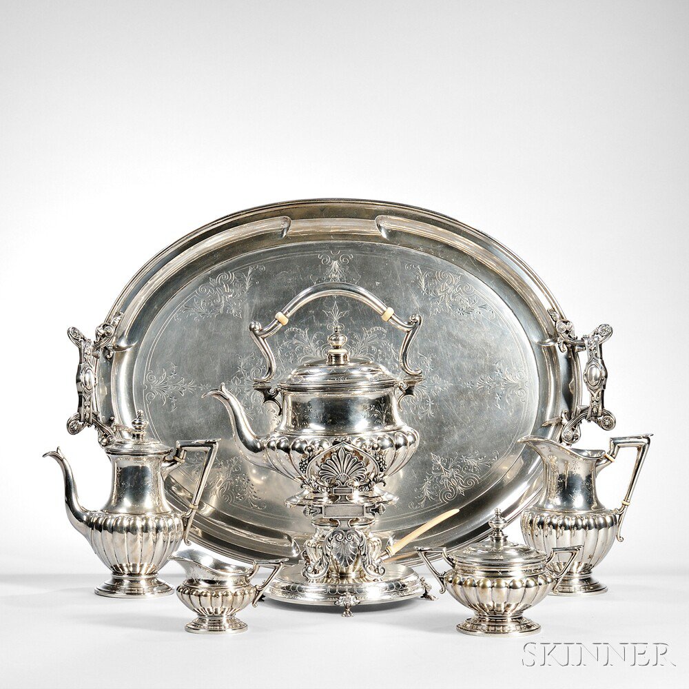 Appraisal: Six-piece Austrian Silver Tea Service Vienna c maker's mark EG