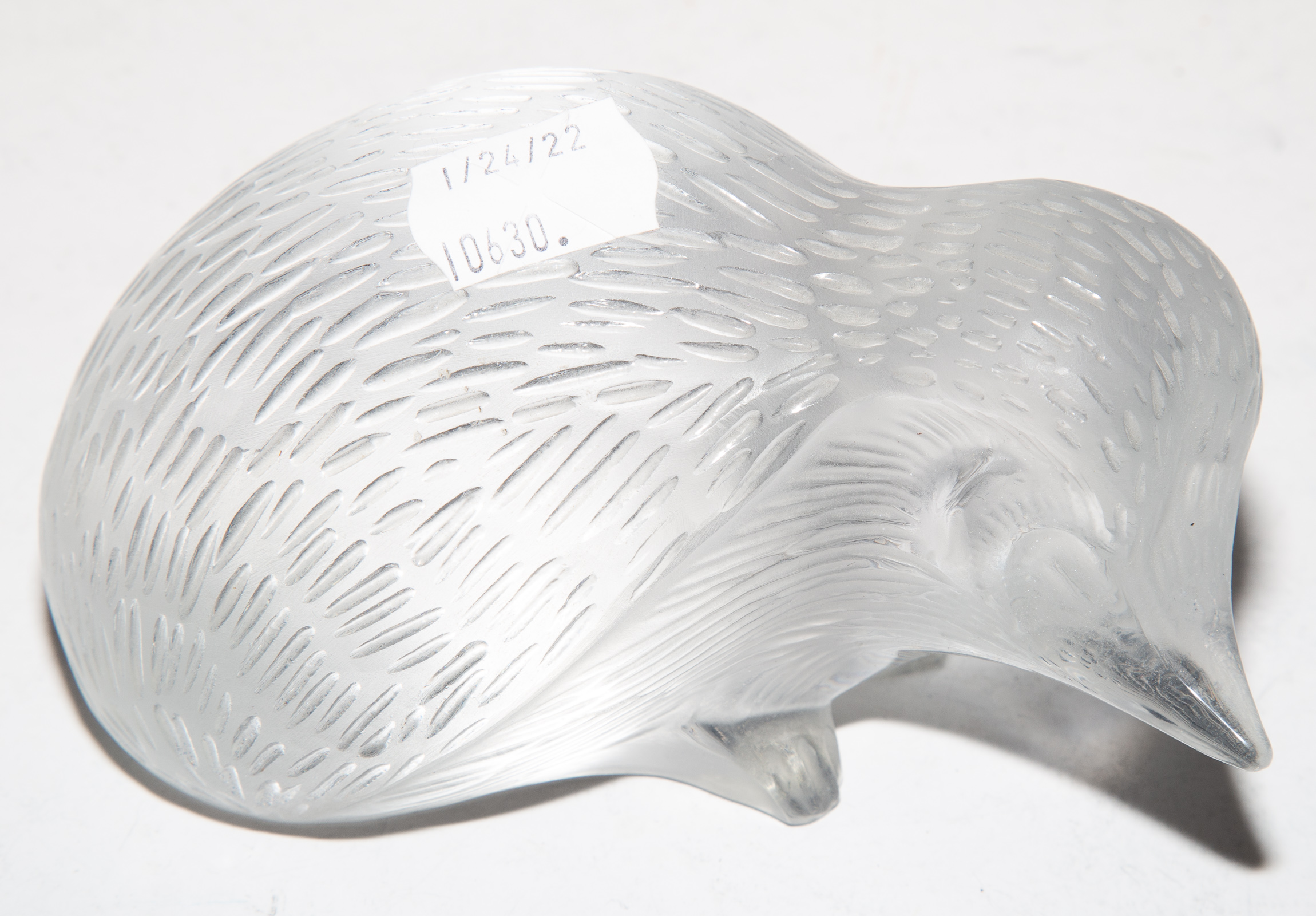 Appraisal: LALIQUE GLASS HEDGEHOG in H approximately in L