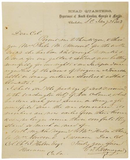 Appraisal: Pierre G T BEAUREGARD Autograph letter signed G T Beauregard