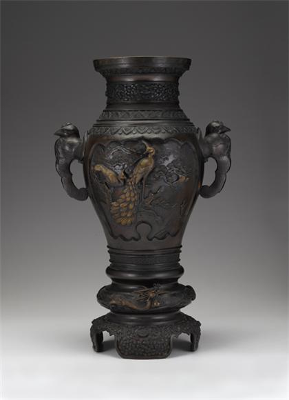 Appraisal: Large Japanese bronze vase early th century Of tall baluster