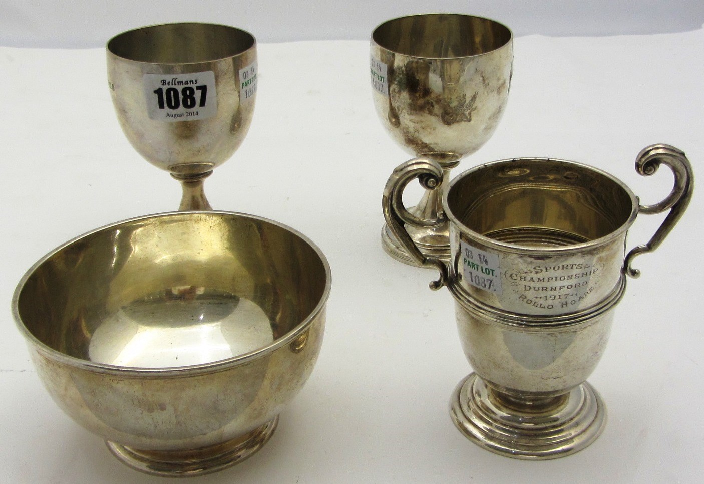 Appraisal: A pair of silver goblets both crest engraved on a