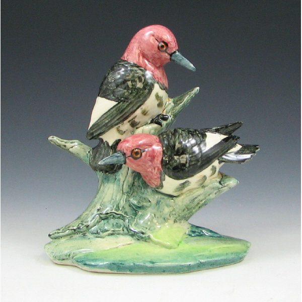 Appraisal: Stangl D Double Red Headed Woodpeckers - Mint Stangl glossy