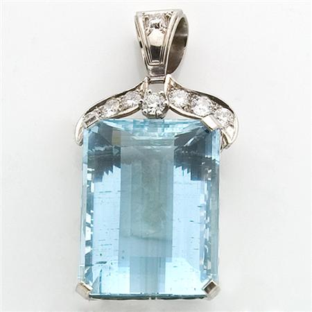 Appraisal: Aquamarine and Diamond Pendant Estimate -