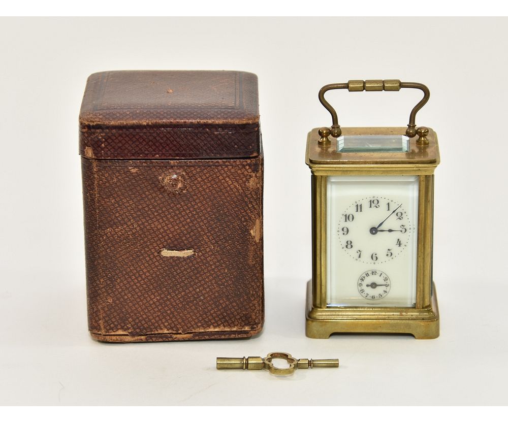 Appraisal: French Traveling Alarm Clock Small French traveling alarm clock with