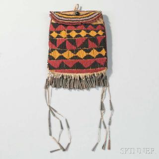 Appraisal: Apache Beaded Hide Strike-a-Light Pouch c s the front and