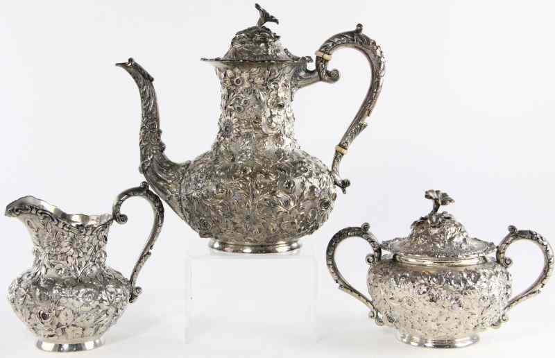 Appraisal: Baltimore Repousse Sterling Silver Tea Setby Jenkins Jenkins Inc and