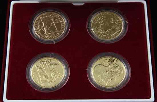 Appraisal: A Britannia design one ounce gold bullion four coin set