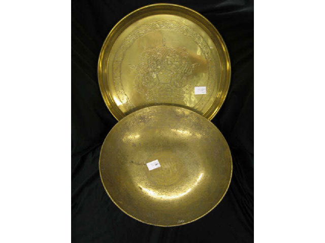 Appraisal: Large Chinese Brass Bowl round serving tray