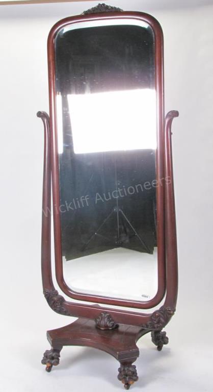 Appraisal: A two-piece mahogany full length dressing mirror mahogany rectangular mirror