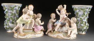 Appraisal: MEISSEN PORCELAIN GROUPING A FOUR PIECE GROUP OF MEISSEN PORCELAIN