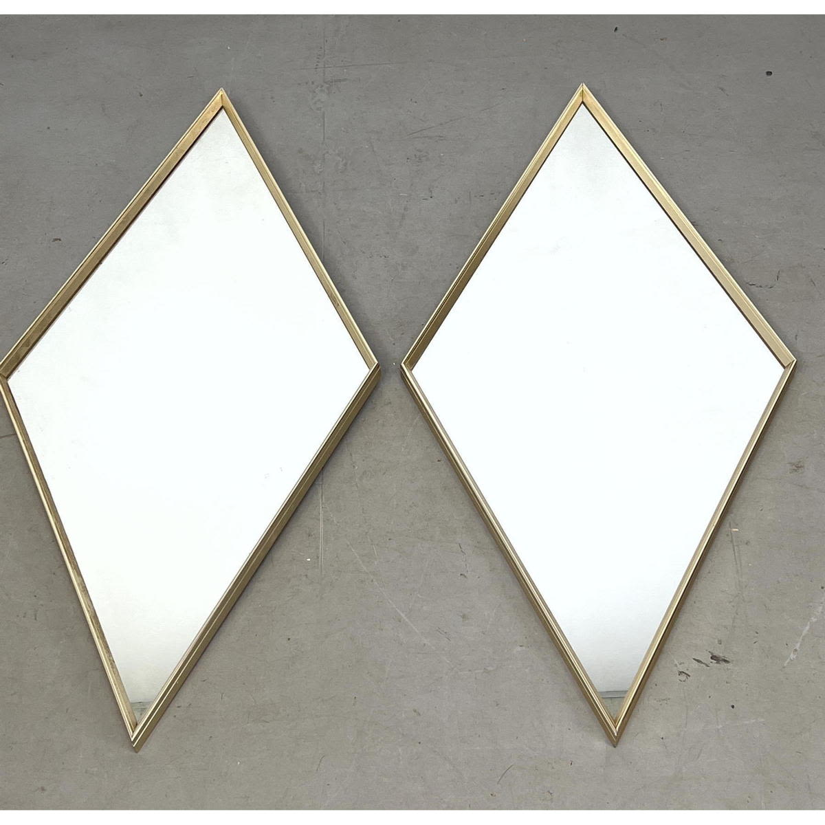 Appraisal: Pr LaBARGE Diamond Framed Wall Mirrors Metal Frames Label Dimensions