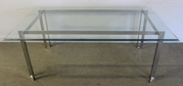 Appraisal: Midcentury James Howell Chrome Dining Table Nice beveled glass top