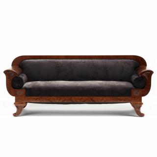 Appraisal: Biedermeier Upholstered Sofa th century flame birch veneers having down